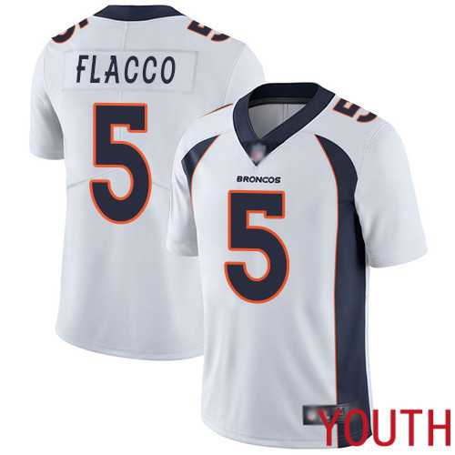 Youth Denver Broncos 5 Joe Flacco White Vapor Untouchable Limited Player Football NFL Jersey